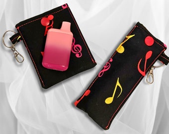 Vape case, vape pen case, vape holder, vape sleeve, keyring, mini vape case, ecig case, christmas gift, Musical Notes