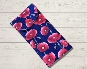 Glasses case, soft glasses case, soft pouch, poppies, remembrance, pencil case, mothers day gift