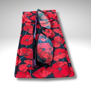 Estuche para gafas, funda blanda, Amapola, estuche para gafas acolchado suave, estuche para lápices, Amapolas imagen 4
