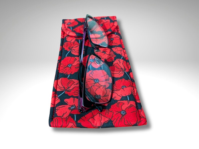 Estuche para gafas, funda blanda, Amapola, estuche para gafas acolchado suave, estuche para lápices, Amapolas imagen 4