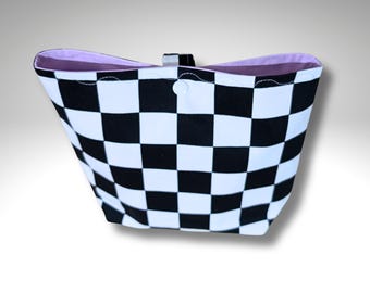 Car tidy, bin, car accessories, new driver gift, storage, hanging bag, household storage, Black and white check