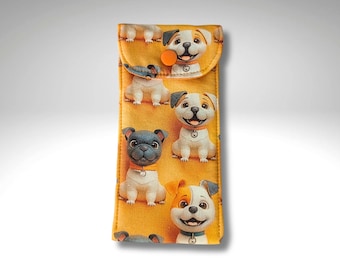 Glasses case, sunglasses case, soft padded glasses case, cute puppies, pencil case, mothers day gift, soft pouch, gifts for her