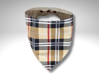 Pet Bandanas, dog cat small animal clothing accessories, Cream Tartan, luxury