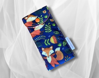 Glasses case, sunglasses case, soft padded glasses case, Fox's, pencil case, mothers day gift, soft pouch, gifts for her