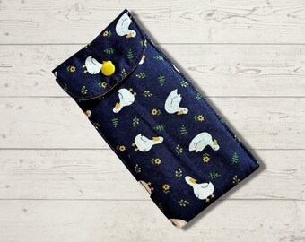 Glasses case, ducks, soft pouch, soft padded glasses case, ducks, pencil case, mothers day gift,