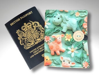 Passport cover, Passport holder, Passport wallet, Kids passport cover, Travel wallet, Travel accessories, Farm animals, Holiday