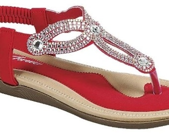 Bedazzled Red Rhinestone Sandals, Sparkling