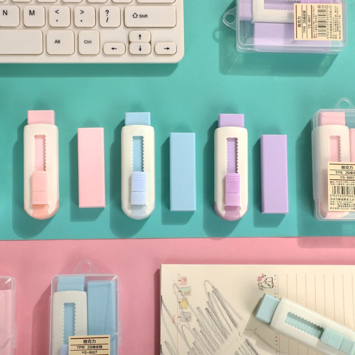 Pastel Erasers Cute Erasers Rectractable Push and Pull Etsy