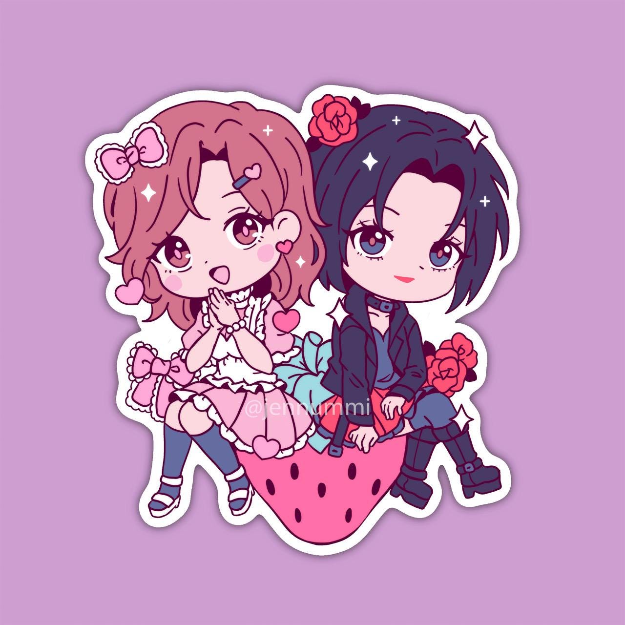 Straw Friend Strawberry Friends Sticker - Etsy