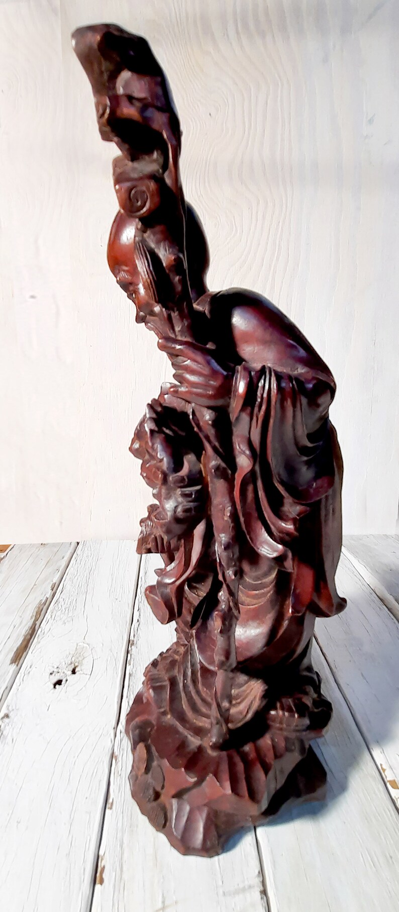 Vintage Chinese Wood Sculpture of Shou Xing Immortality God Etsy