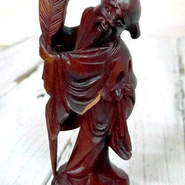 Vintage Hand Carved Chinese Wood Figure of Man