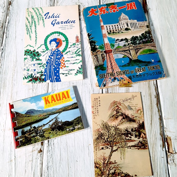 Lot of 4 Vintage Postcards from Tokyo and Hawaii -1963