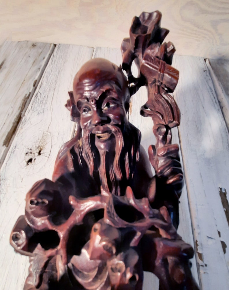 Vintage Chinese Wood Sculpture of Shou Xing Immortality God Etsy