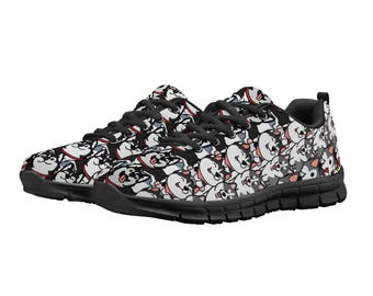 Zapatillas de lona con estampado de husky siberiano / Calzado de moda para hombre
