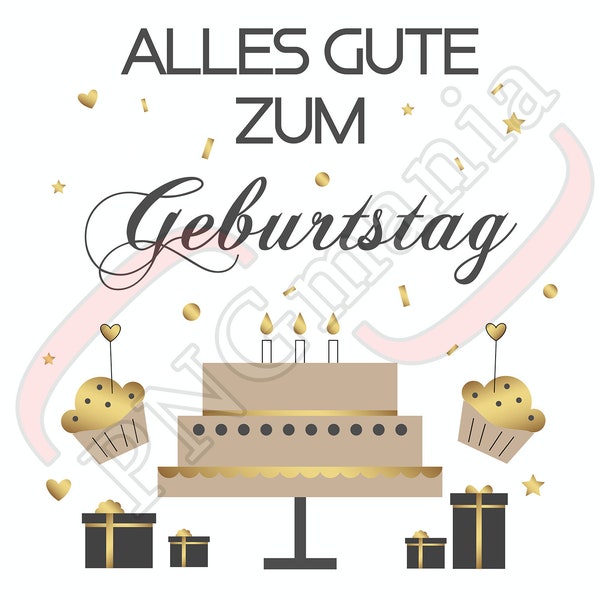 Ales gute zum geburtstag PNG, JPG, pdf, Feliz cumpleaños alemán, Impresión de camisa alemana, Cita de taza alemana, Tarjeta de felicitación alemana - Sublimación