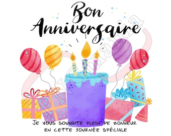 Bon Anniversaire Png Jpg Pdf French Birthday Shirt Print Etsy
