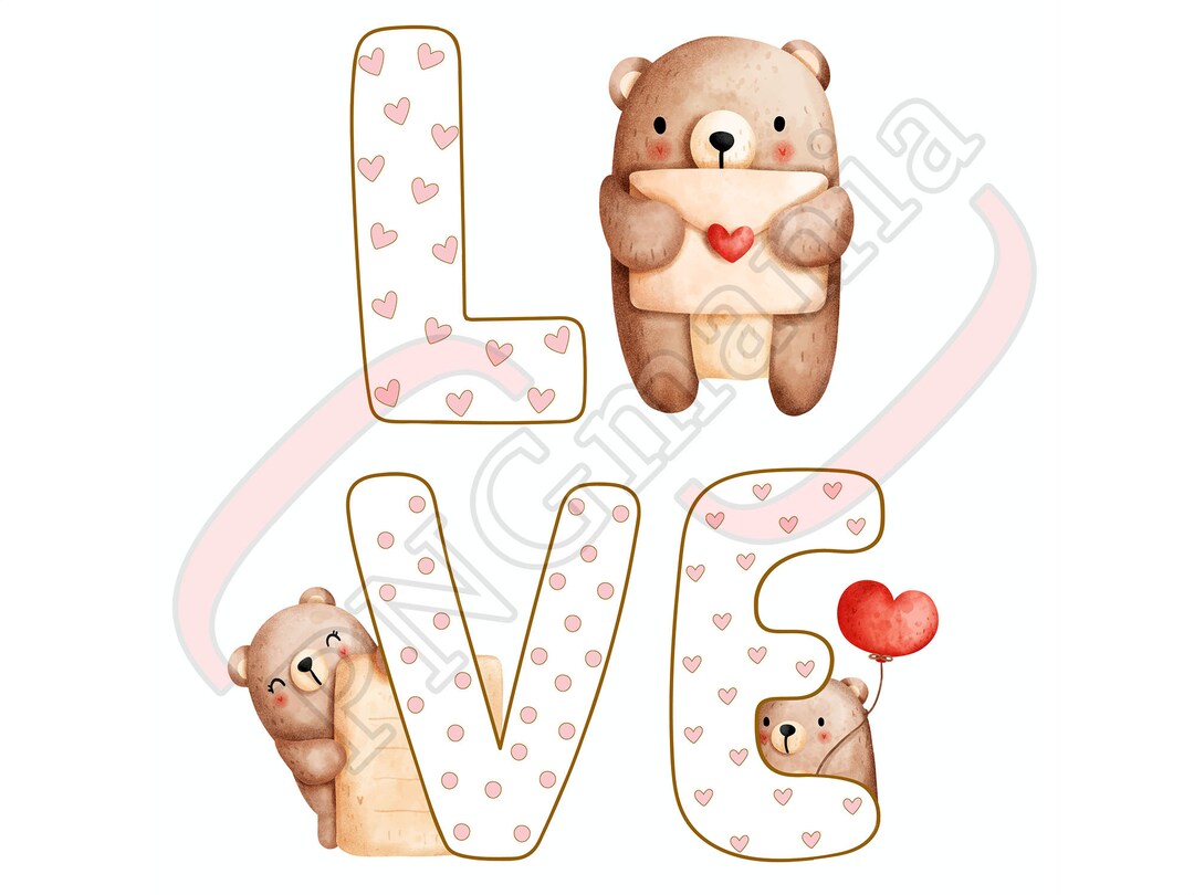 Love Digital Art, Love Bears PNG, JPG, PDF Cute Shirt Printing, Love ...