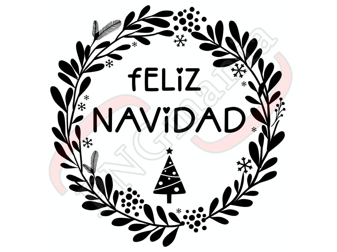 Feliz Navidad PNG SVG JPG Pdf Feliz Navidad Wreath - Etsy