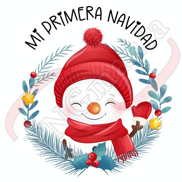 Mi primera Navidad PNG, JPG, pdf, Arte digitale spagnola, Il mio primo Natale - Stampa camicia spagnola, Tazza di Natale - Download, Sublimazione, Stampabile