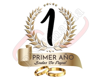 Primer año bodas de papel PNG, jpg, pdf, 1 year Wedding Anniversary, Spanish Anniversary Digital design, Spanish Greeting - Instant download