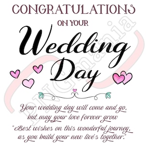 Congratulations on Your Wedding Day PNG, JPG, PDF Digital Greeting Card ...