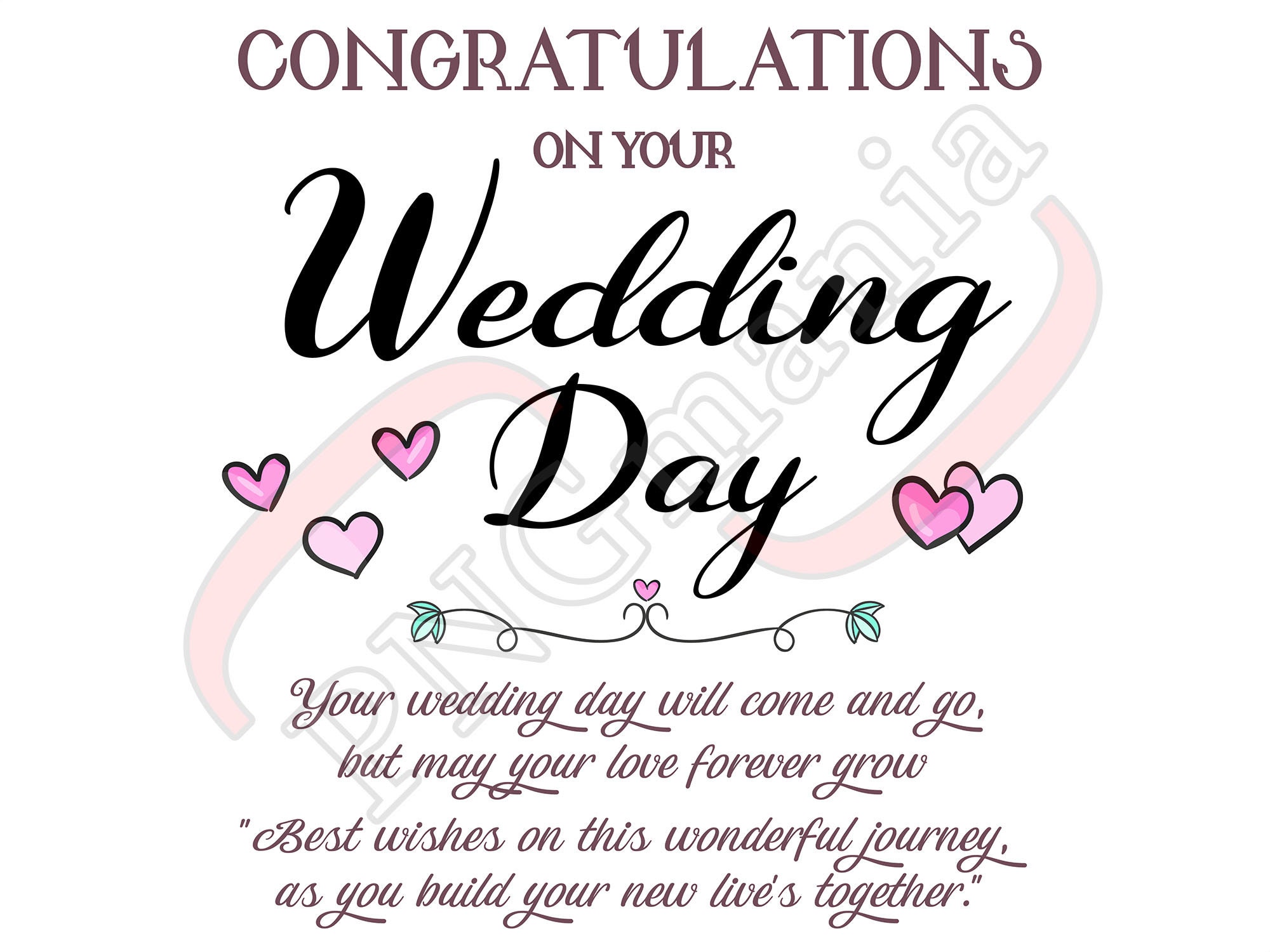 Congratulations on Your Wedding Day PNG, JPG, PDF Digital Greeting Card,  Congrats Wedding Mug Congrats Sublimation, Printable Greeting 