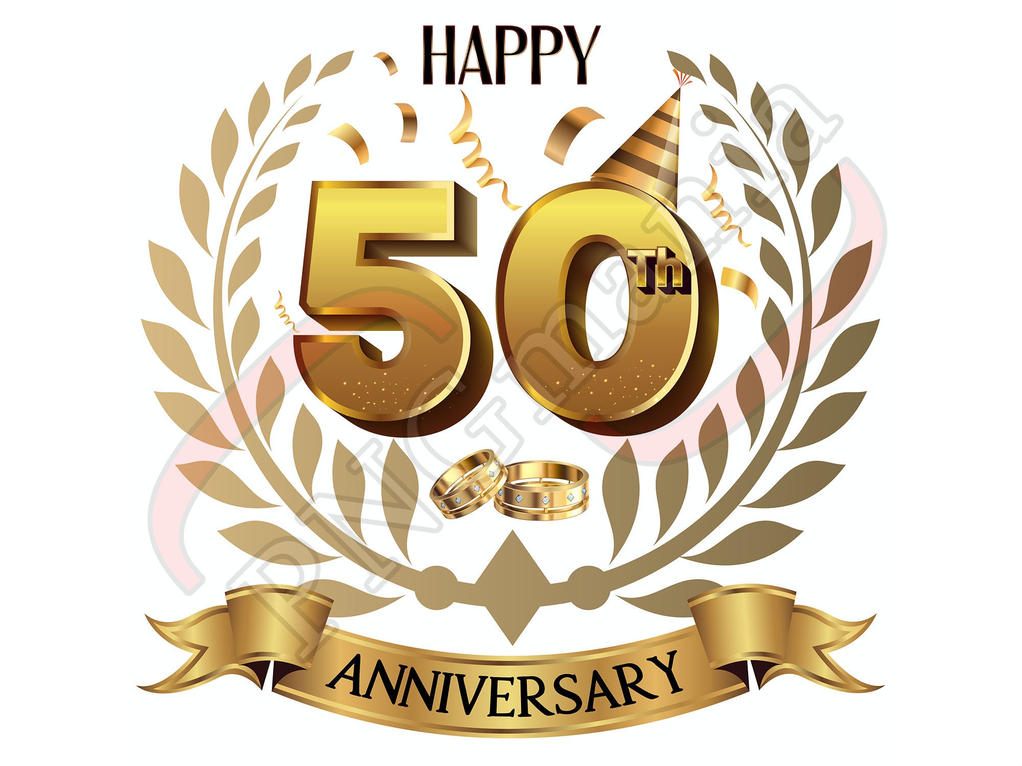 50 años Aniversario PNG, Matrimonio de Oro Diseño Digital Tarjeta