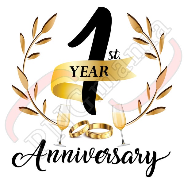 1 año Aniversario PNG, JPG PDF, Un año de boda, Diseño digital de aniversario, Saludo de aniversario, Aniversario imprimible, Descarga instantánea