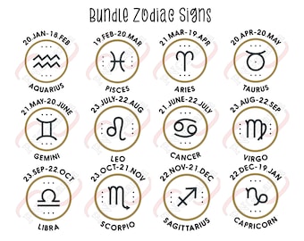 Family BUNDLE, 12 zodiac signs PNG, JPG, pdf - Zodiac Shirt print, Zodiac Mug, Zodiac printables - Instant download - Sublimation transfer