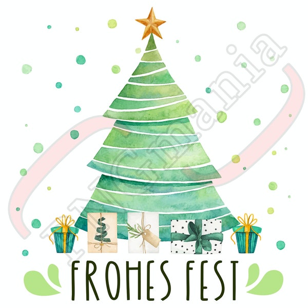 Frohes Fest PNG, JPG, PDF, German Digital Design, Happy Holidays, Christmas Shirt print, Christmas Mug, Biglietto di auguri - Sublimazione, Stampa