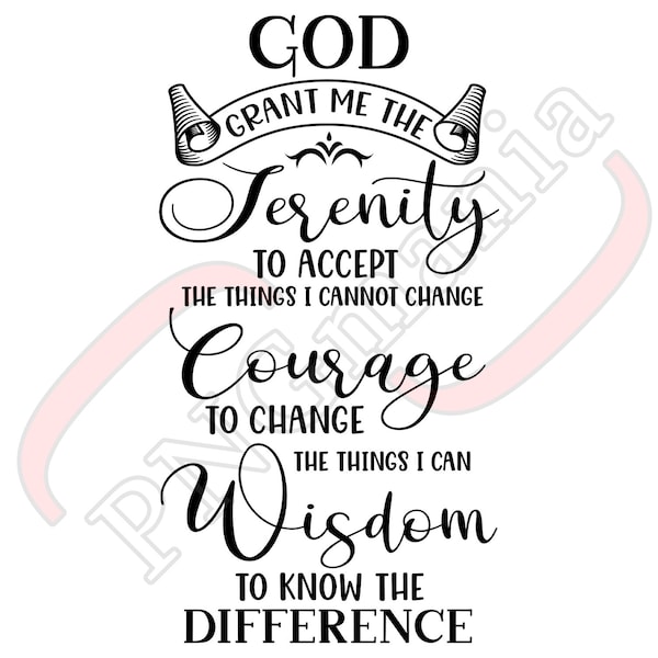 Serenity prayer SVG, PNG, JPG, pdf, Religious Phrase, Digital Design - Shirt Print, Wall Art, Mug quote - Download, Sublimation, Cut file