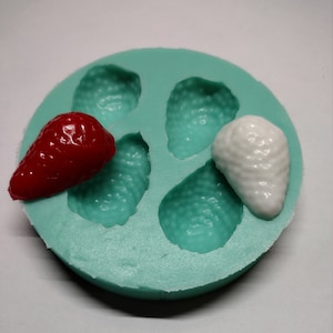 Strawberry Slices-Silicone Mold-Faux Fake Bake-Clay,Resin,Soap,Candle,Plaster, Fondant,Concrete or Baking Mold-Two Mold Styles Available