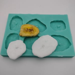 Getrocknete Bananenchips-Silikonform-Faux Fake Bake-Clay, Harz, Seife, Kerze, Gips, Fondant oder Backform-Zwei Formen-Stile verfügbar