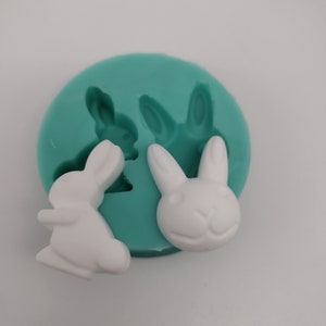 Bunnies-Silicone Mold-FauxFakeBake-Clay,Resin,Soap,Candle,Plaster,Fondant,Concrete or Baking Mold-Two Mold Styles Available