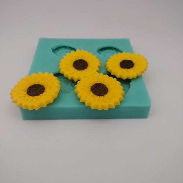 Sunflowers-Silicone Mold-Faux Fake Bake-Clay, Resin, Soap, Candle, Plaster, Fondant, Concrete or Baking Mold-Two Mold Styles Available