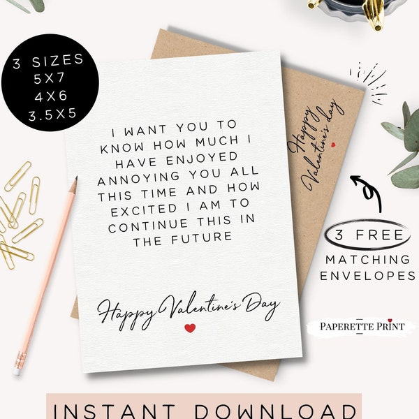 Valentines Day Card Printable, Digital Card, Happy Valentines Day for Husband, Funny Rude Card, Instant Download, Card For Husband/Wife