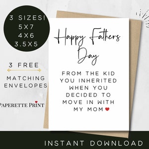 Printable Fathers Day Card, Funny Fathers Day Card, Step Dad Card, Fathers Day Card From Daughter, First Fathers Day, Instant Download