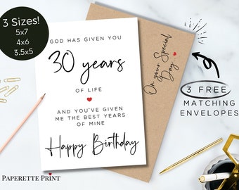 30th Birthday Card, Printable Card, 30th Birthday Card for Him/Her, Digital Download, Card For Boyfriend/Husband, Romantic Birthday Card