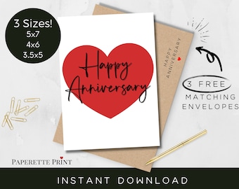 Happy Anniversary Printable Card, Romantic Birthday Card, Card for Girlfriend/Wife, Card for Boyfriend/Husband, Instant Download Card