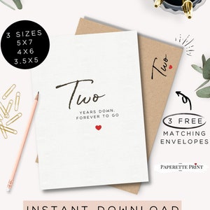 2nd Anniversary Card,Happy Anniversary for Husband, Happy Second Wedding Anniversary Card, Printable Card, Couple Card, Two Years Married