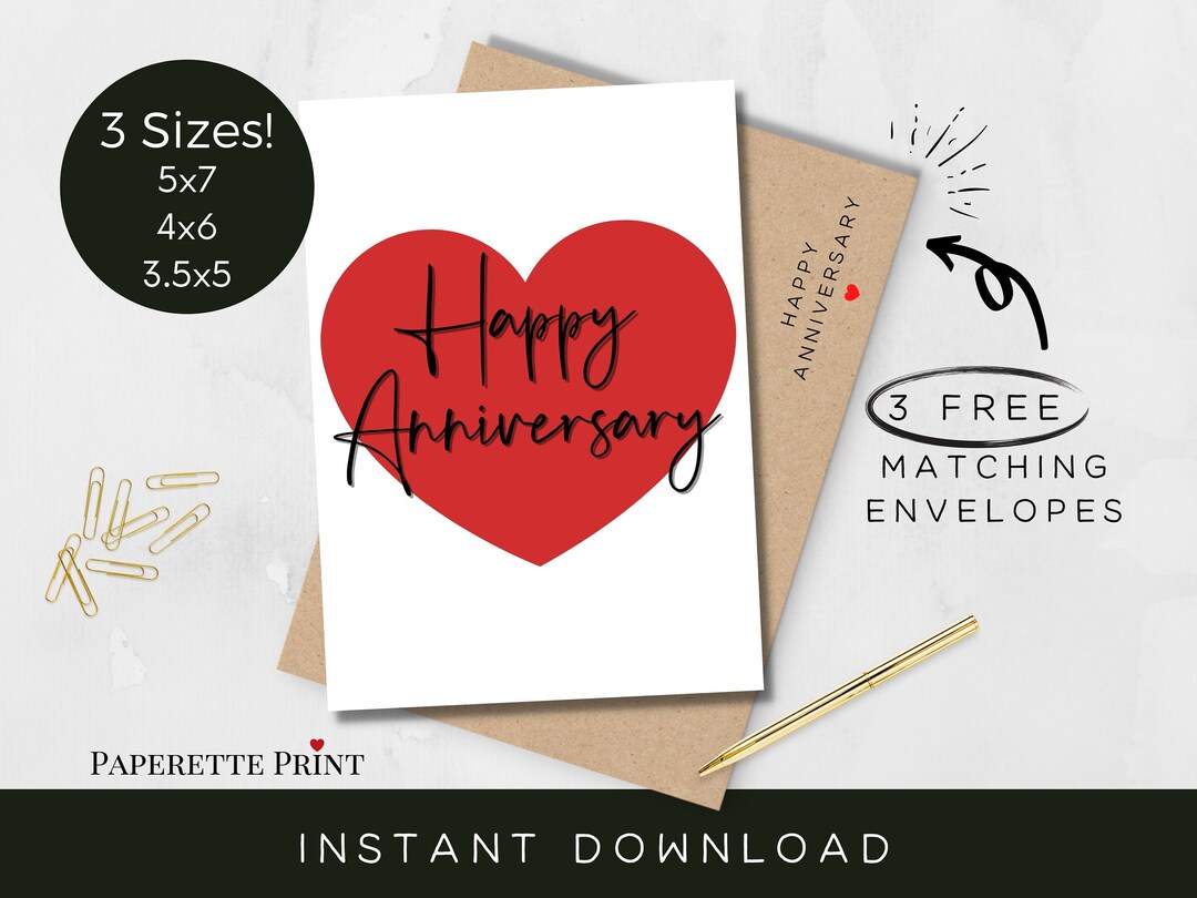 Happy Anniversary Printable Card, Romantic Birthday Card, Card for ...