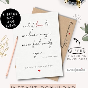 Printable Anniversary Card, Anniversary Card For Husband/Wife, 11th Anniversary Card Husband, Missing You Card,  10 year Anniversary Card