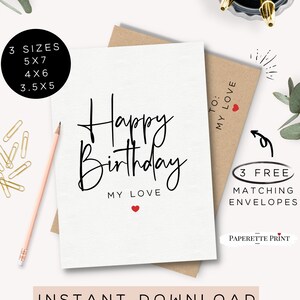Romantic Birthday Card, Birthday Card for Boyfriend/Husband, Bday Card, Long Distance Relationship, Downloadable Card, Birthday Card For Him