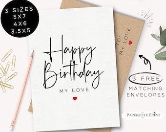Romantic Birthday Card, Birthday Card for Boyfriend/Husband, Bday Card, Long Distance Relationship, Downloadable Card, Birthday Card For Him