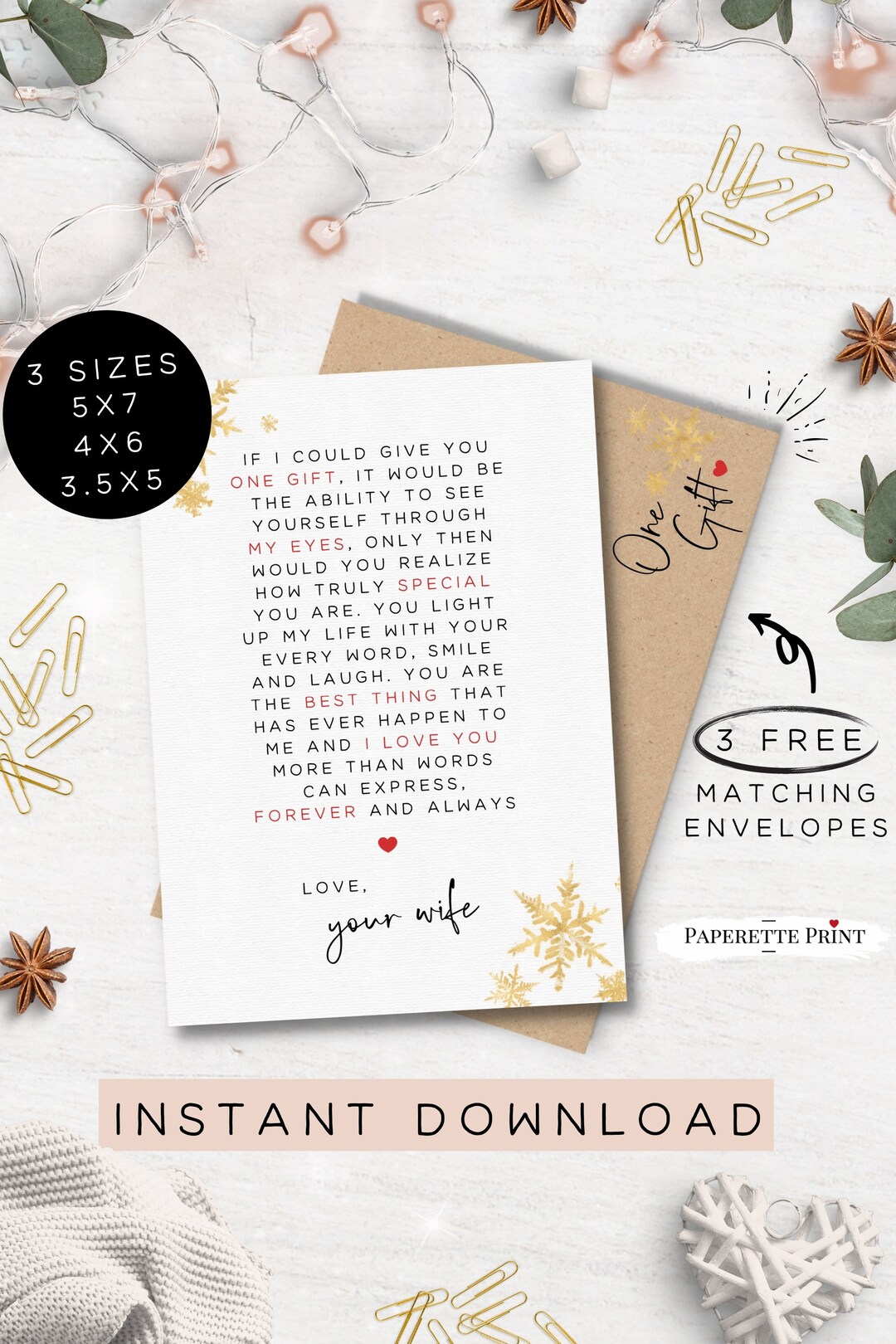 Printable Card, Husband Christmas Card, Long Distance Christmas Card ...