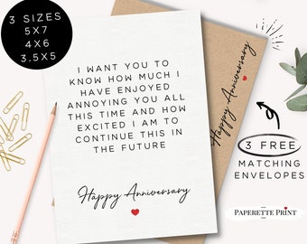 Anniversary Card Printable, Digital Card, Happy Anniversary for Husband, Funny Rude Card, Instant Download, Card For Husband/Wife