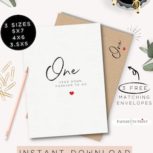 1st Anniversary Card, Happy First Anniversary Card, 1 Year Anniversary, Card for Him/Her, For Couple, One Year Married, Gift For Wife 1 Year