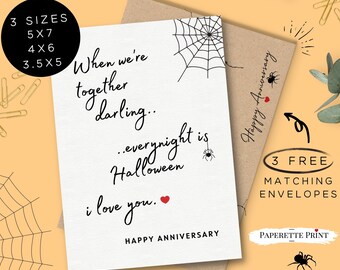 Halloween Anniversary Card, Anniversary Card Printable, Halloween Card, Digital Card, Happy Anniversary for Husband, Instant Download