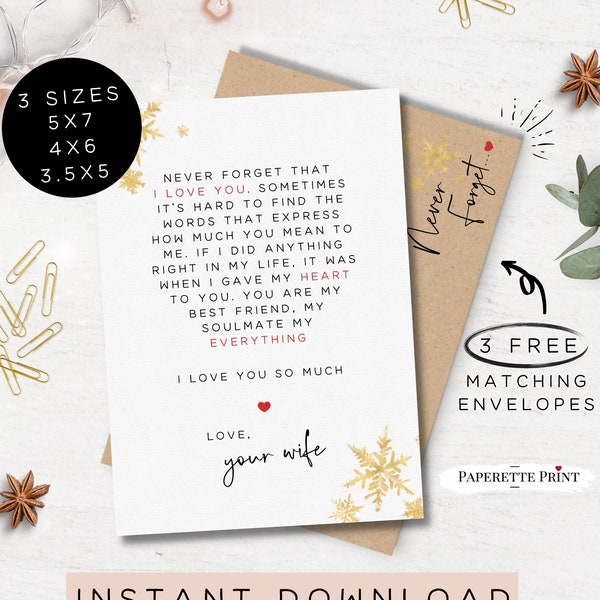 Printable Card, Husband Christmas Card, 10 Year Anniversary, Long Distance Christmas Card, Romantic Christmas Card, 5th Anniversary gift