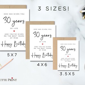 30th Birthday Card, Printable Card, 30th Birthday Card for Him/her ...